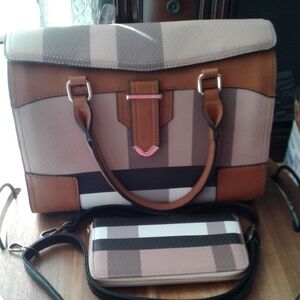 NWOT Source Unknown Brown, Tan And Black Shoulder Bag Set